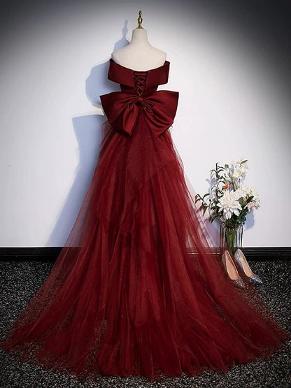 Sexy Women Mermaid Off The Shoulder Burgundy Satin Long Prom Gown Party Wear Fashion Dresses N2047