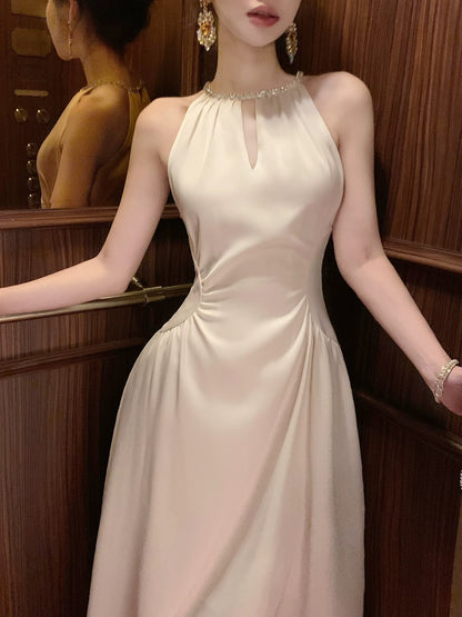 Classic A Line Scoop Ivory Chiffon Inspiration Long Wedding Party Guest Dresses N2049