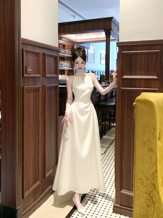 Classic A Line Scoop Ivory Chiffon Inspiration Long Wedding Party Guest Dresses N2049