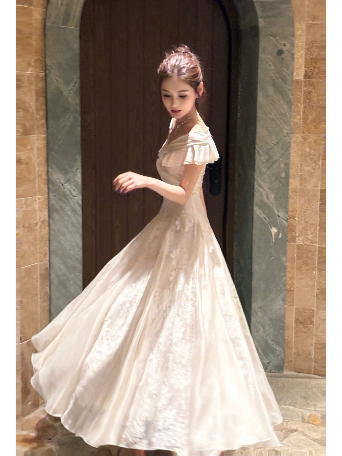 French Style Mermaid Off The Shoulder Lace White Inspiration Long Prom Wedding Guest Dresses N2062