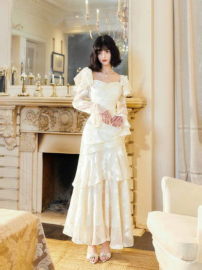 Simple Mermaid Off The Shoulder White Lace Inspiration Long Sleeves Wedding Party Guest Dresses N2079