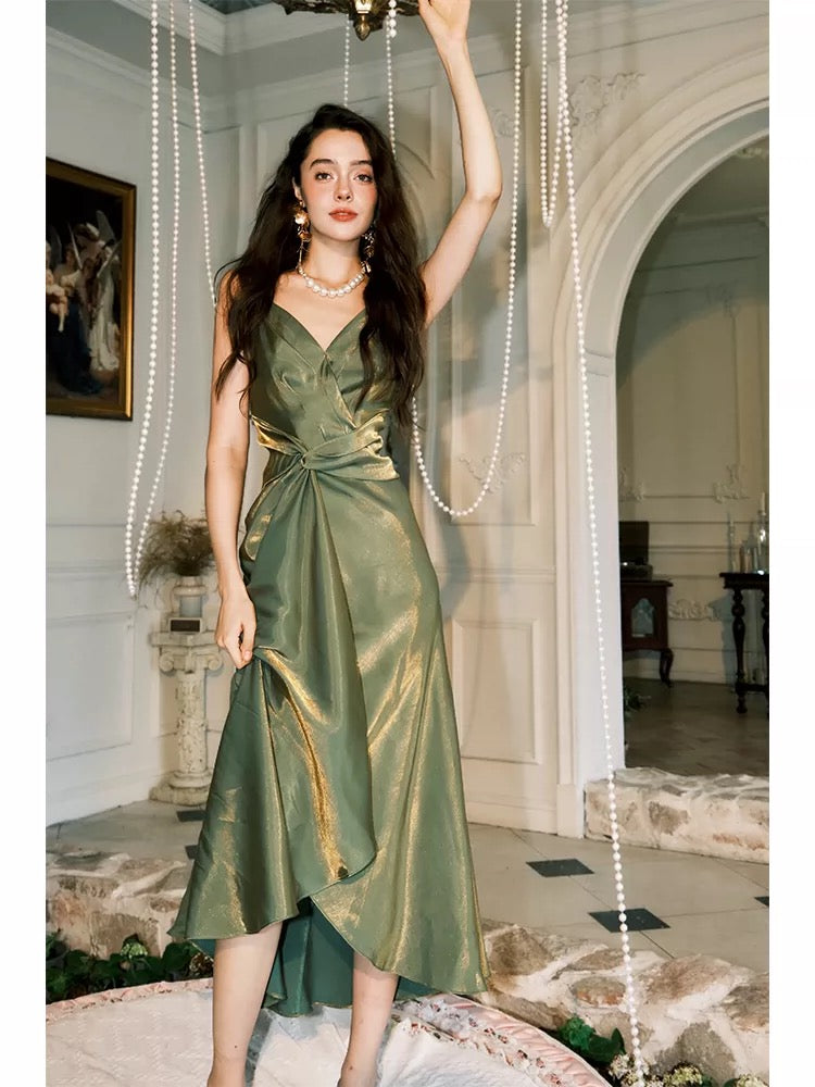 Classy Sheath Spaghetti Strap Green For Women Girls Teens Prom Dresses N2178