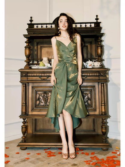 Classy Sheath Spaghetti Strap Green For Women Girls Teens Prom Dresses N2178