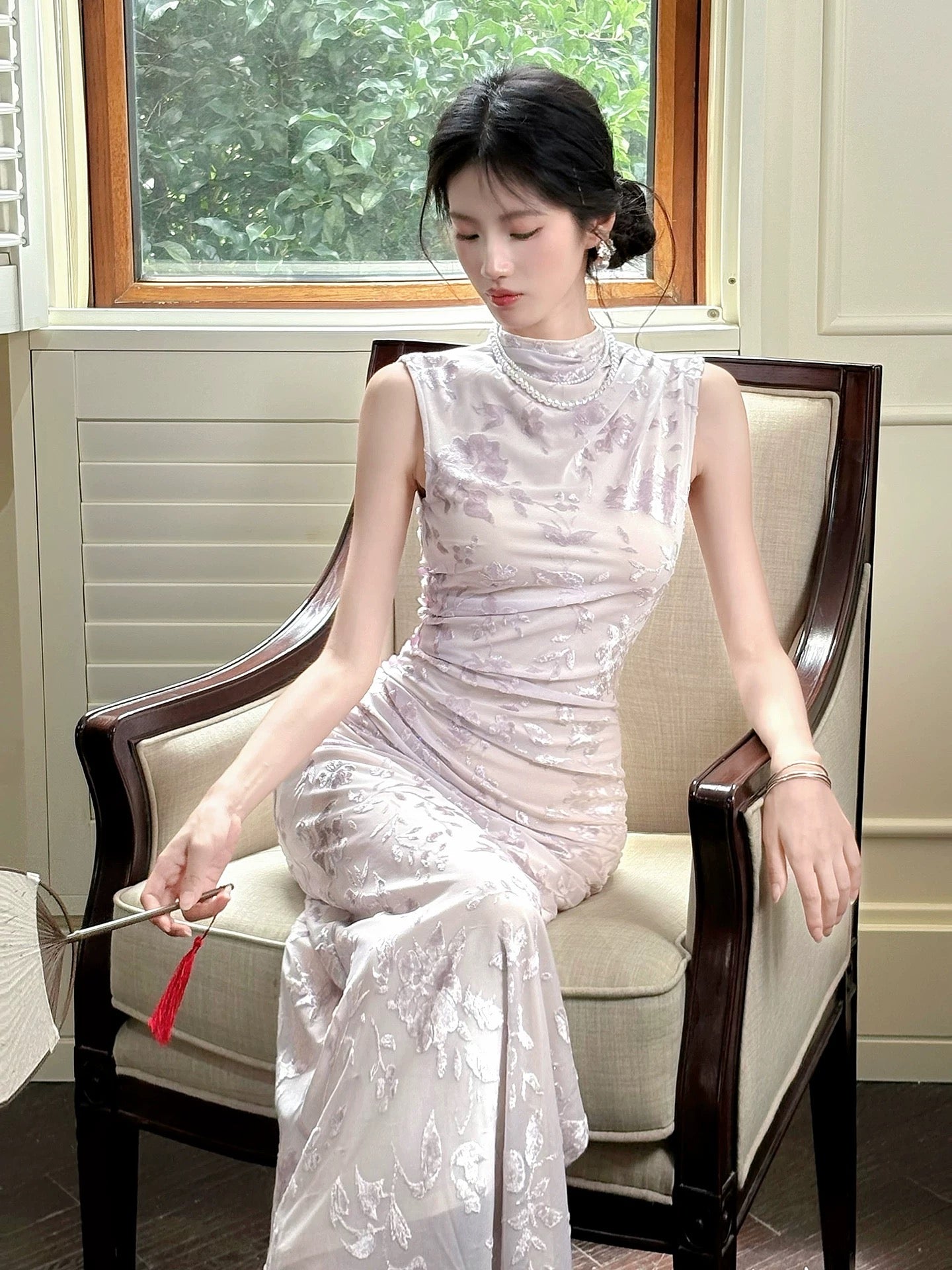 Chic Sheath High Neck Lace Inspiration Spring Wedding Party Guest Dresses N2183