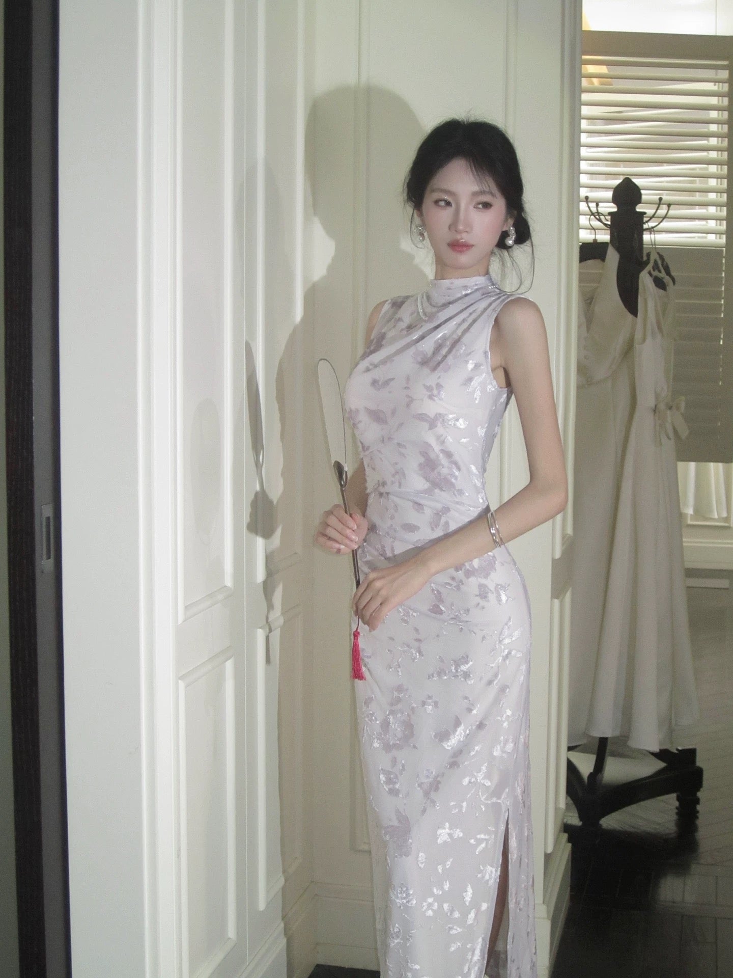 Chic Sheath High Neck Lace Inspiration Spring Wedding Party Guest Dresses N2183