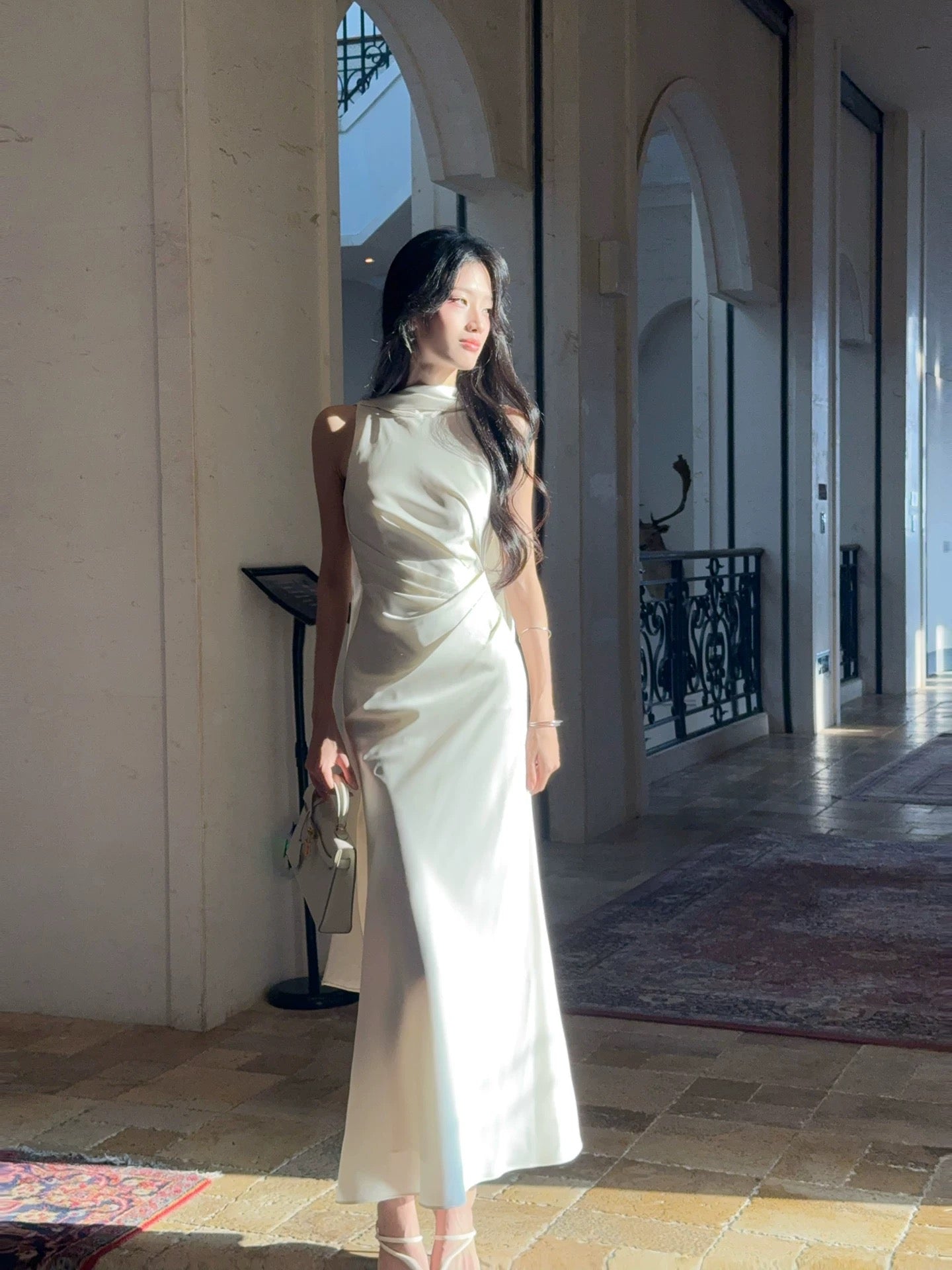 Chic Sheath High Neck Satin Inspiration Spring Wedding Party Guest Dresses N2188