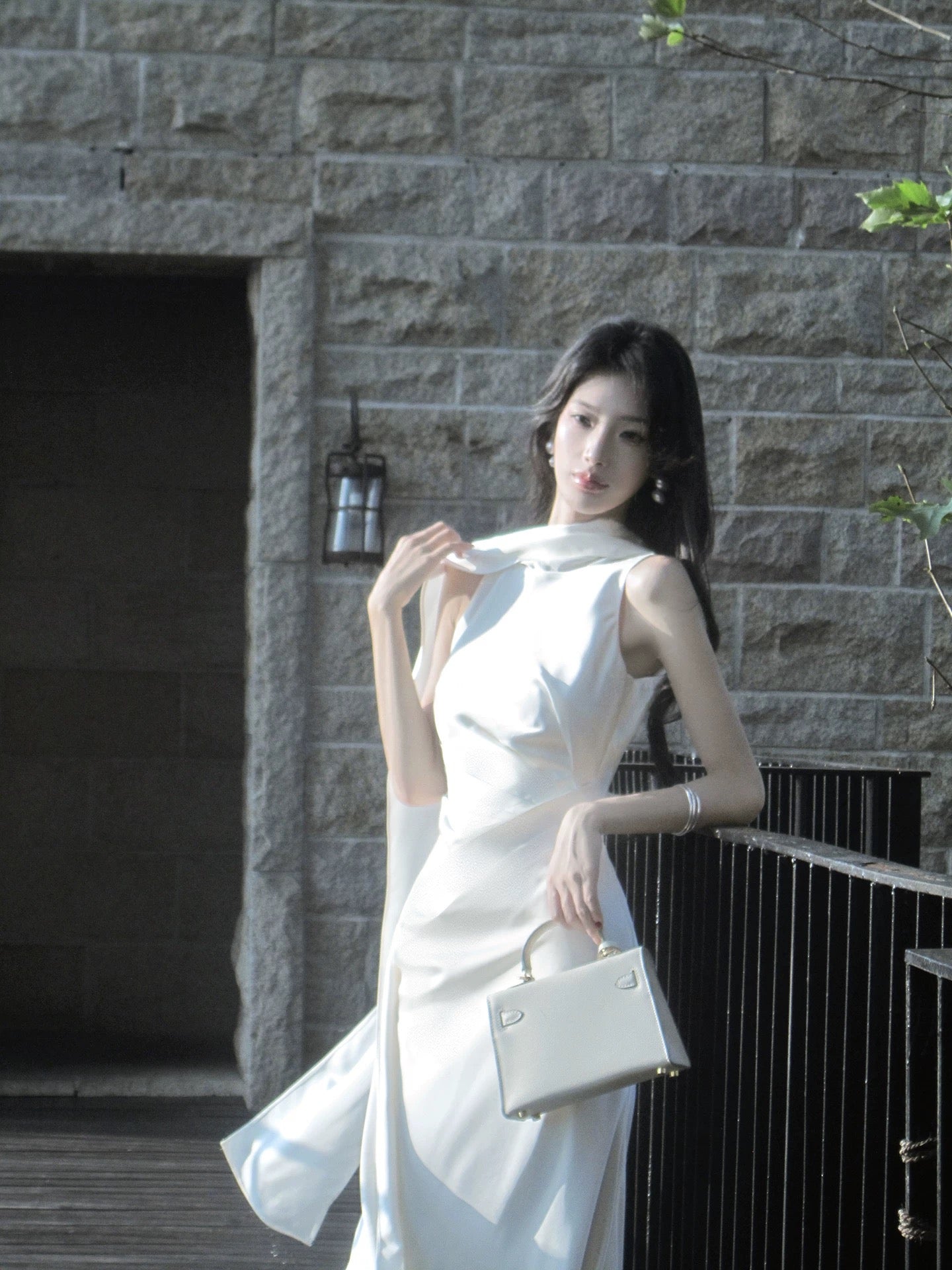 Chic Sheath High Neck Satin Inspiration Spring Wedding Party Guest Dresses N2188