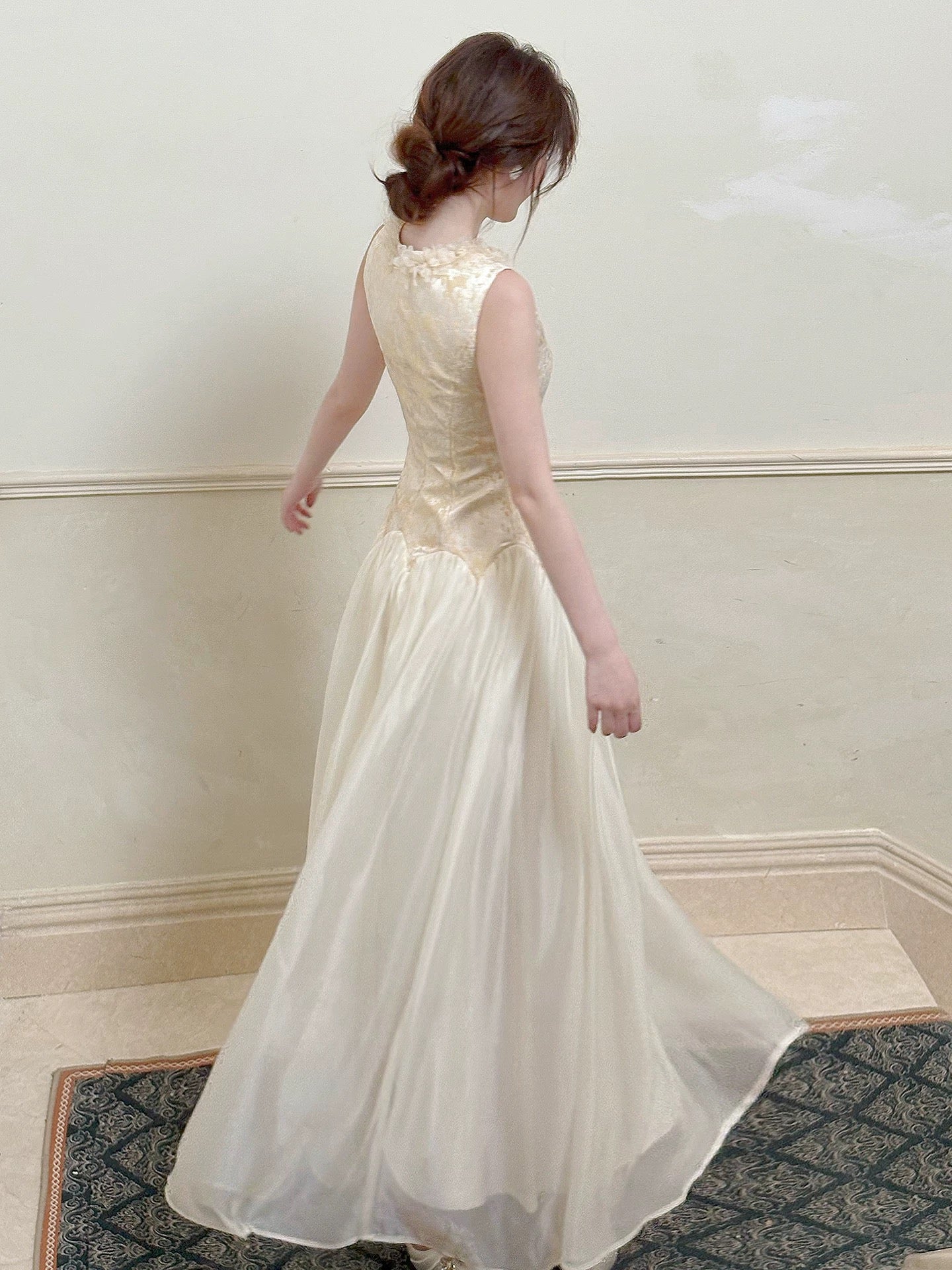 Chic A Line Scoop Ivory Inspiration Spring Wedding Party Guest Dresses N2195