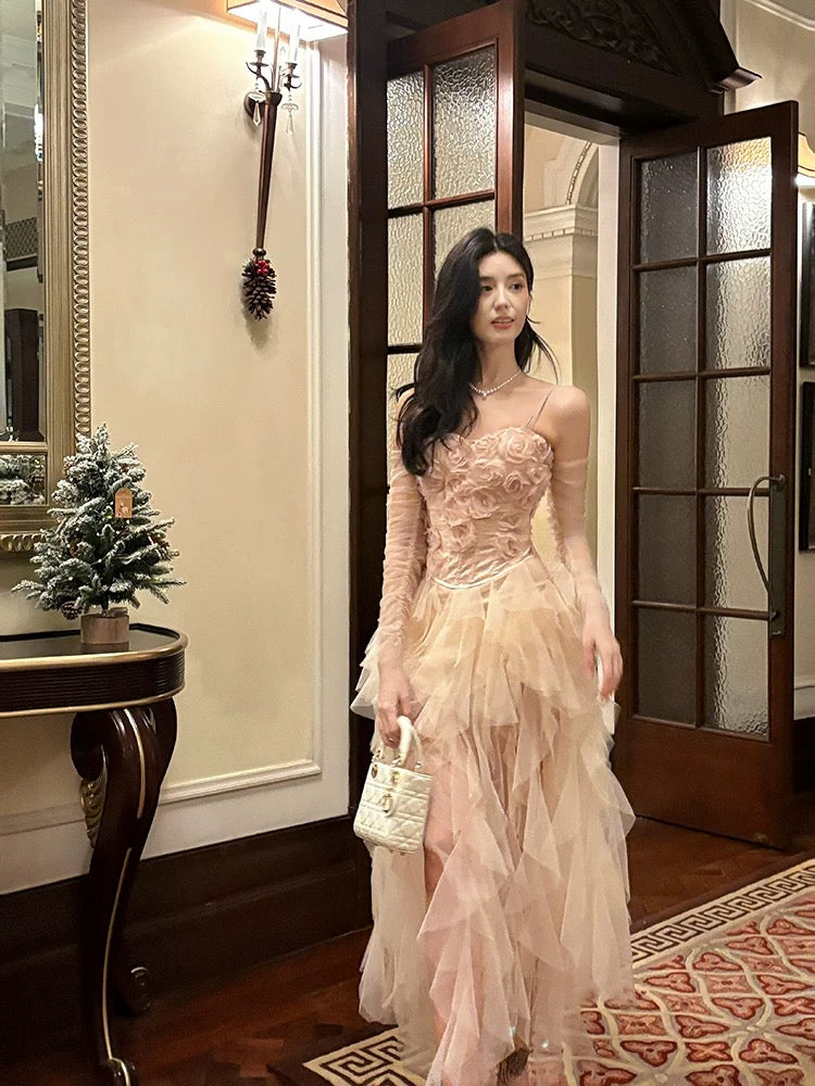 Cute A Line Pink Tulle Spring Summer Garden Inspiration Wedding Party Guest Dresses N2197
