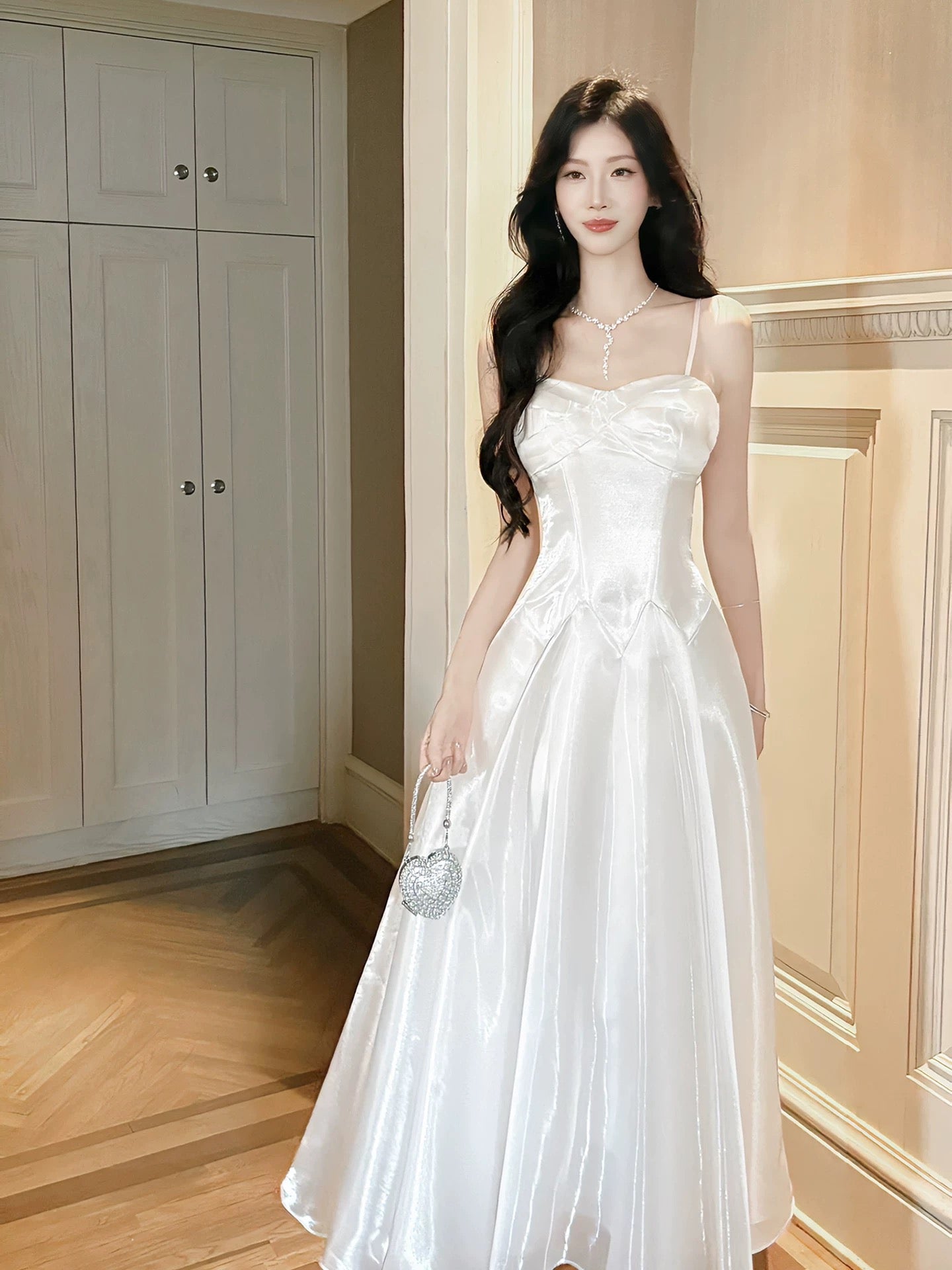 Cute A Line Spaghetti Straps Ivory Long Beach Spring Summer Garden Inspiration Wedding Party Guest Dresses N2205