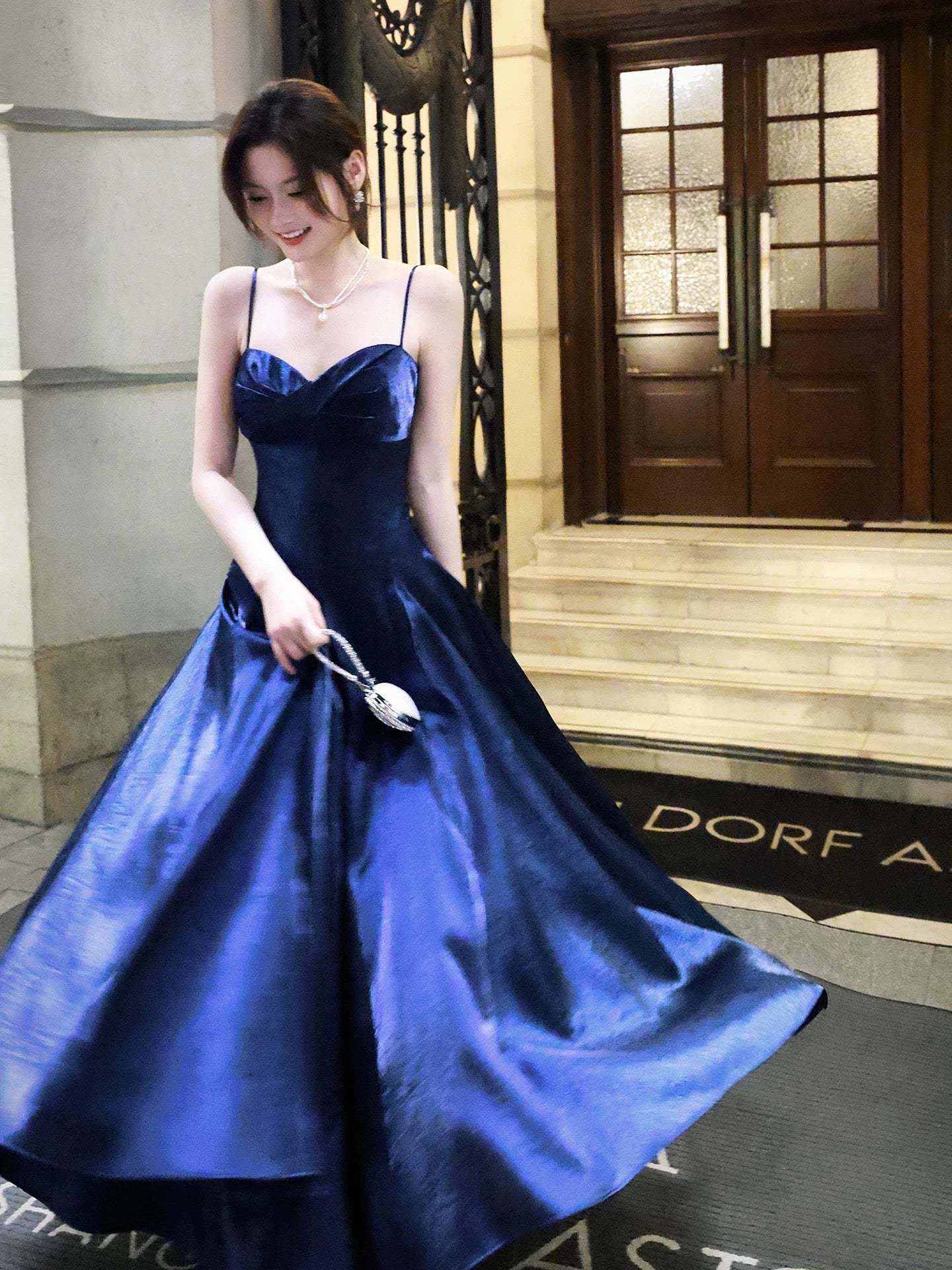 Simple A Line Spaghetti Strap Royal Blue Summer Formal Long For Women Girls Teens Prom Dresses N2207