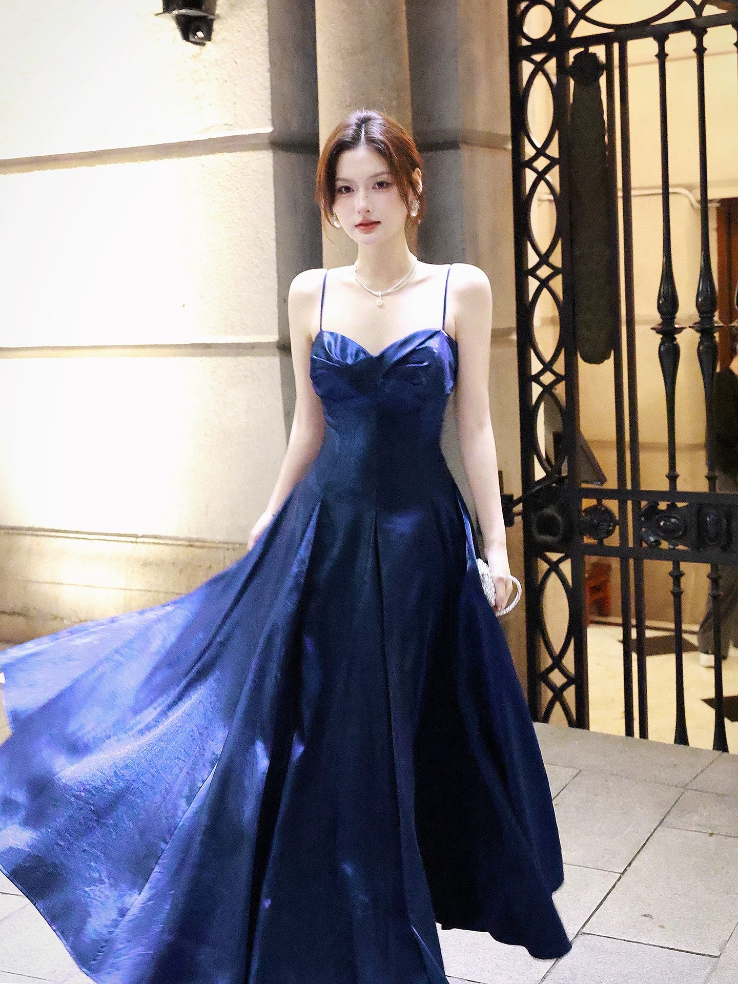 Simple A Line Spaghetti Strap Royal Blue Summer Formal Long For Women Girls Teens Prom Dresses N2207