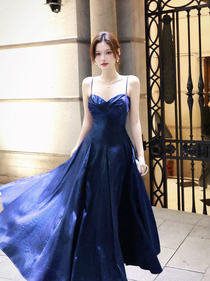 Simple A Line Spaghetti Strap Royal Blue Summer Formal Long For Women Girls Teens Prom Dresses N2207