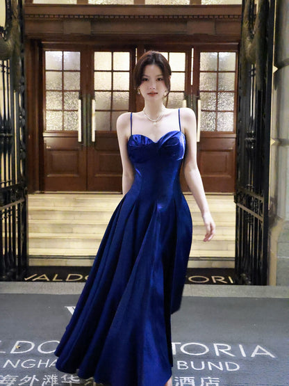 Simple A Line Spaghetti Strap Royal Blue Summer Formal Long For Women Girls Teens Prom Dresses N2207