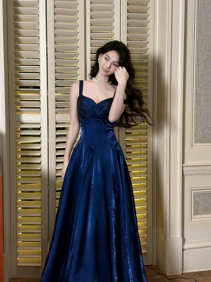 Simple A Line Spaghetti Strap Royal Blue Summer Formal For Women Girls Teens Prom Dresses N2208
