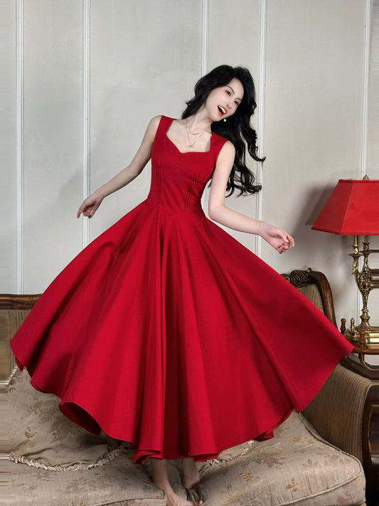Simple A Line Spaghetti Strap Red Summer Formal For Women Girls Teens Prom Dresses N2209