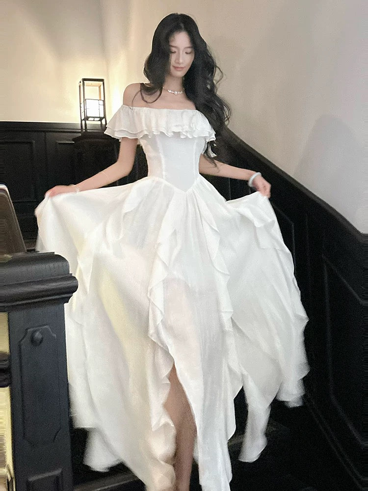 French Style A Line Off The Shoulder Ankle Length Summer Formal For Women Teens Prom Dresses N2225