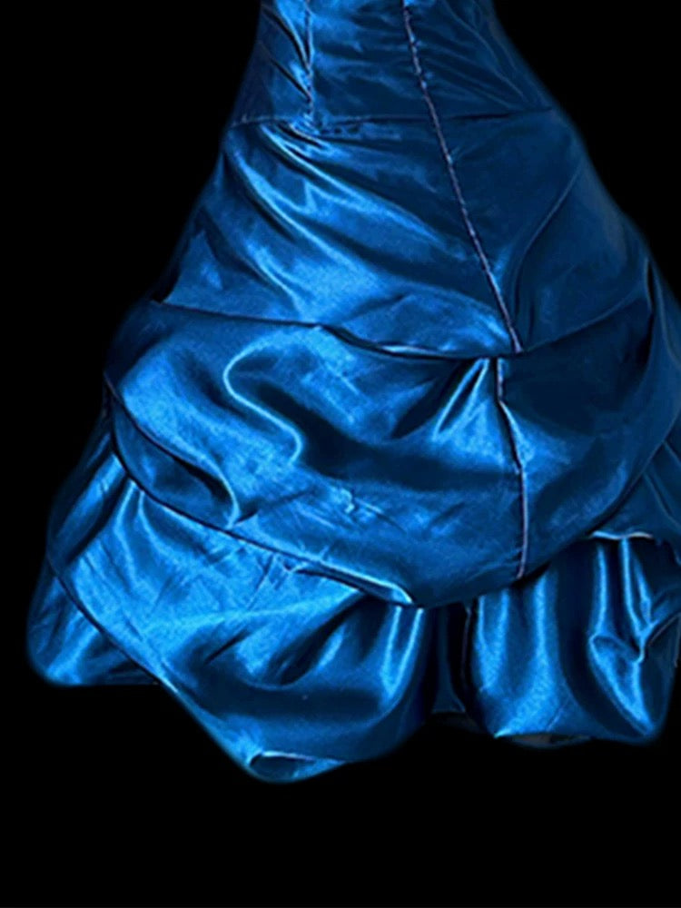 Vintage Sheath Strapless Royal Blue Satin Short Inspo 2000s Hoco Gowns Inspo Homecoming Dresses N1670