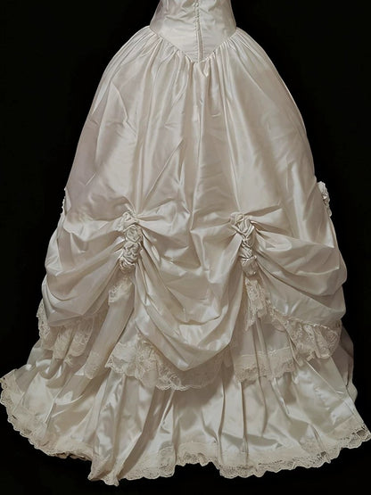 Fairytale Fantasy Art Wedding Dresses Ball Gown Off The Shoulder Satin With Sleeves Long Brides Dress Bridal Gowns N1676