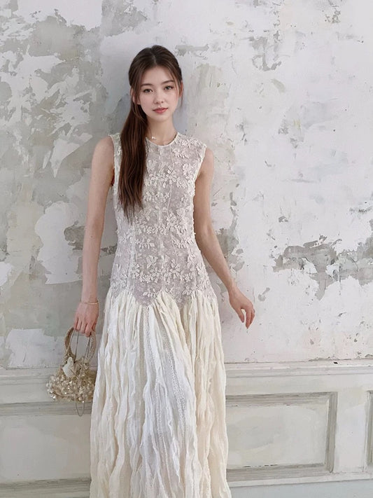 Classic A Line Scoop Lace With Ruffles Inspiration Long Wedding Guest Dresses N1679