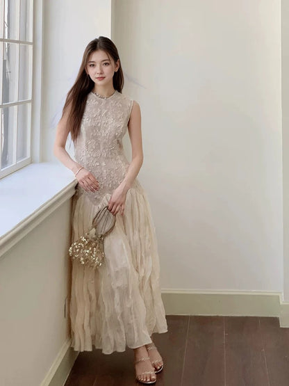 Classic A Line Scoop Lace With Ruffles Inspiration Long Wedding Guest Dresses N1679