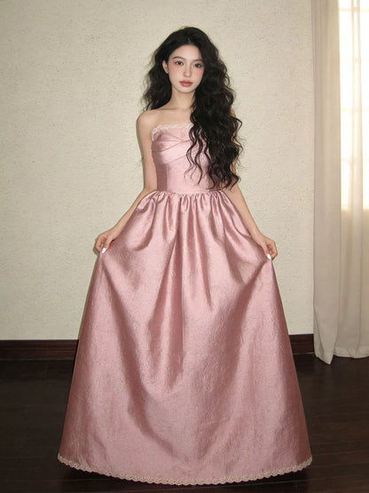 Beautiful Ball Gown Strapless Pink With Ruffles For High Schools Teens Prom Dresses Graduation Dress N1684