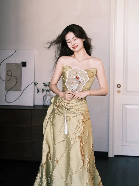 Beautiful Ball Gown Sweetheart Yellow Satin For High Schools Teens Prom Dresses Graduation Dress N1688
