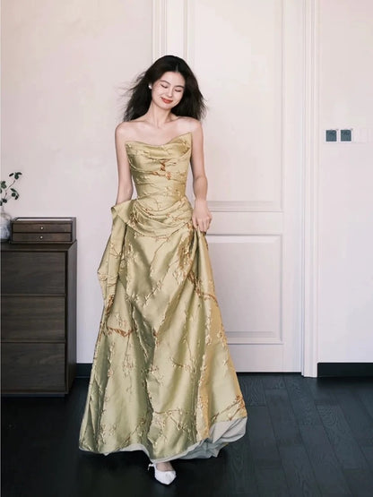Beautiful Ball Gown Sweetheart Yellow Satin For High Schools Teens Prom Dresses Graduation Dress N1688