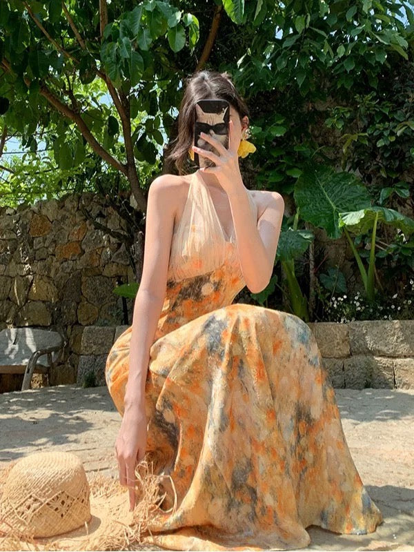 Modest High Low Halter Lace Ideas For Women Yellow Long Birthday Dresses Party Holiday Summer Outfits N3146