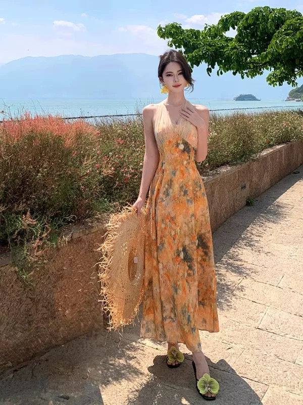 Modest High Low Halter Lace Ideas For Women Yellow Long Birthday Dresses Party Holiday Summer Outfits N3146