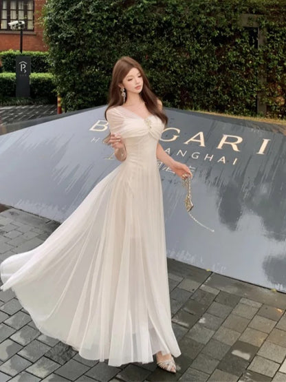 Sexy A line Off The Shoulder White Cruise Ship Formal Night Evening Dresses 18th Birthday Outfit RB5717