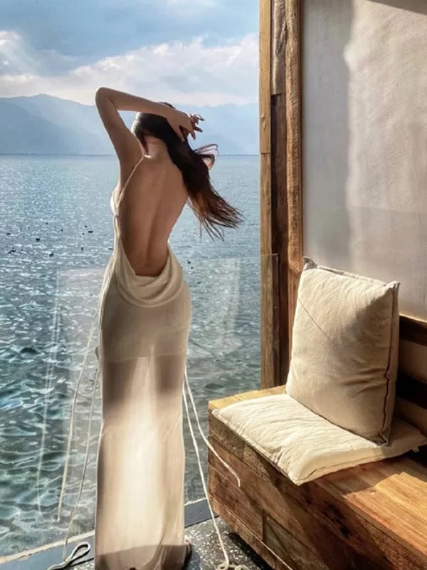 Mystical Mermaid Spaghetti Strap White Chiffon Floor Length Date Night Outfits Formal Prom Gown 17th Birthday Dresses RB5682