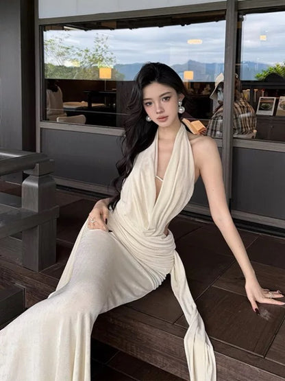 Mystical Mermaid Spaghetti Strap Backless Chiffon Floor Length Date Night Outfits Formal Prom Gown 17th Birthday Dresses RB5684