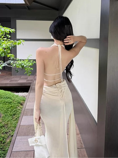 Mystical Mermaid Spaghetti Strap Backless Chiffon Floor Length Date Night Outfits Formal Prom Gown 17th Birthday Dresses RB5684