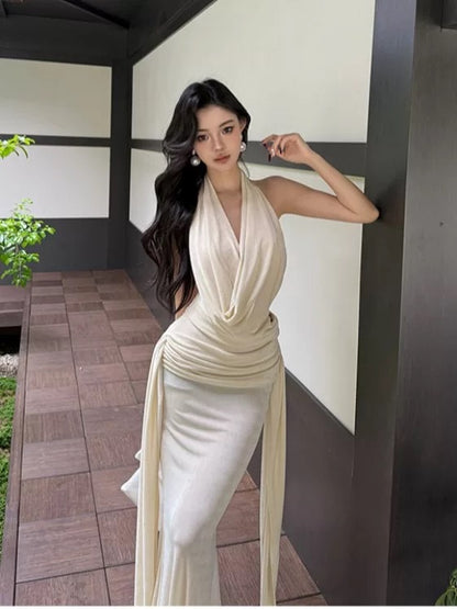 Mystical Mermaid Spaghetti Strap Backless Chiffon Floor Length Date Night Outfits Formal Prom Gown 17th Birthday Dresses RB5684