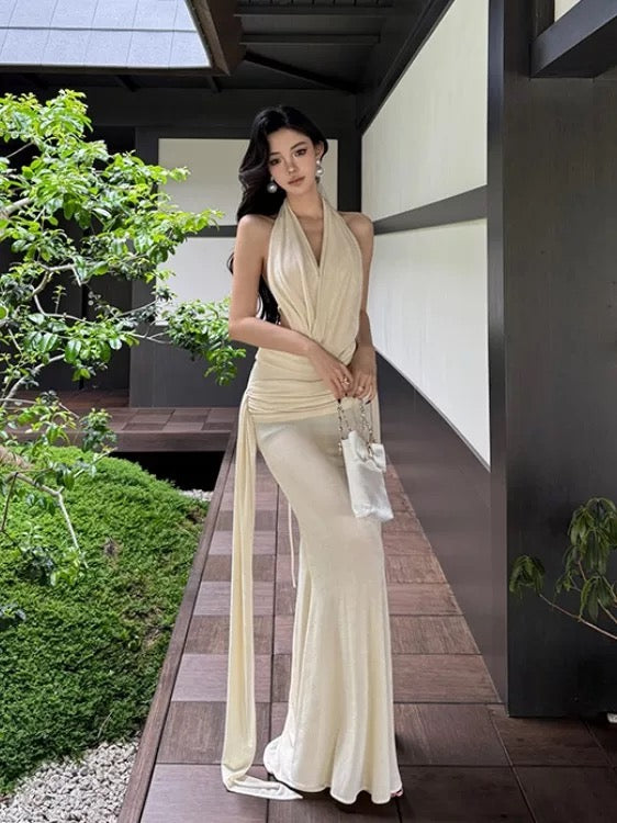 Mystical Mermaid Spaghetti Strap Backless Chiffon Floor Length Date Night Outfits Formal Prom Gown 17th Birthday Dresses RB5684