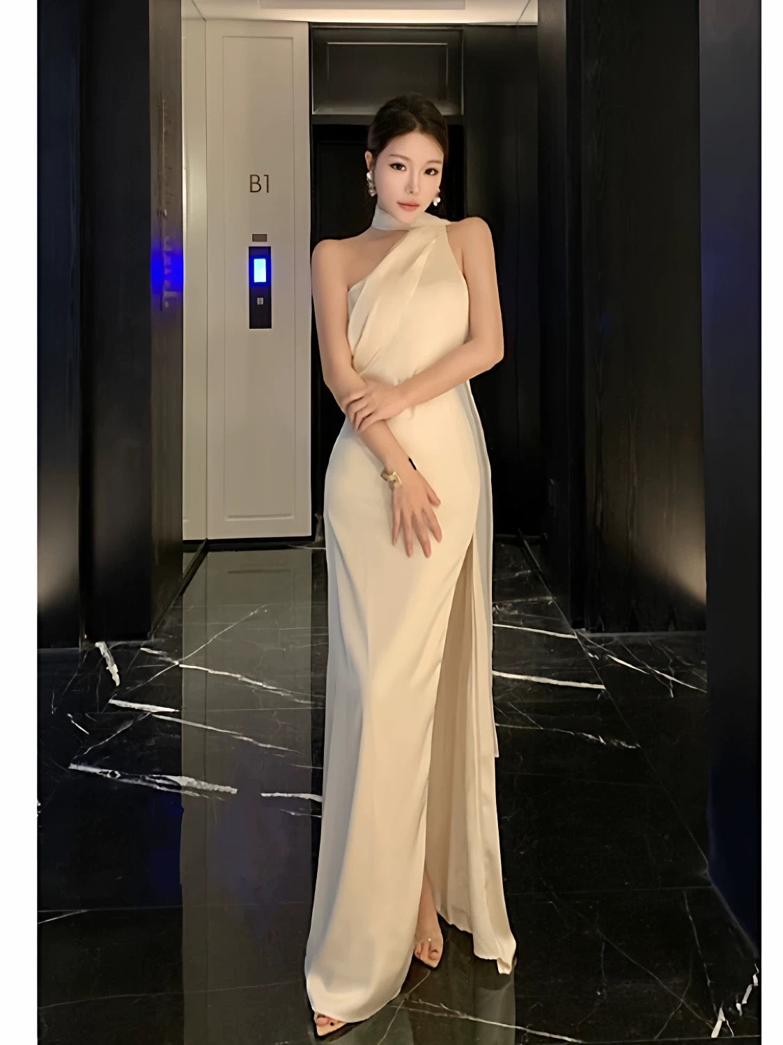 Mystical Mermaid One Shoulder Sleeveless Slit Floor Length Date Night Outfits Formal Prom Gown 17th Birthday Dresses RB5687