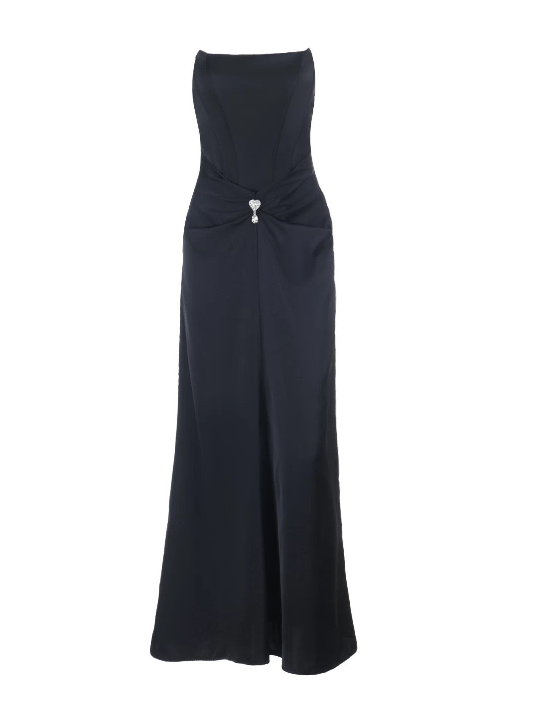 French Style Mermaid Strapless Black Tie Dress Satin Date Floor Length Night Evening Outfit Formal Prom Dresses RB5417