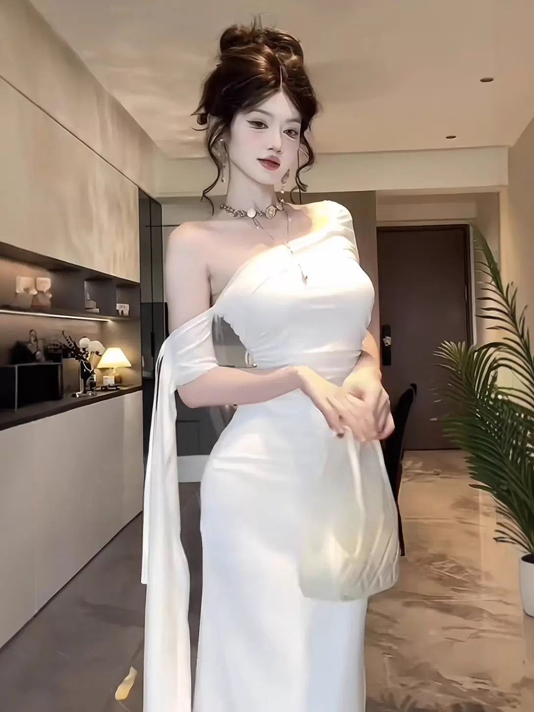 Modest Mermaid Off The Shoulder White With Ruffled Long Cruise Ship Formal Night Evening Dresses 18th Birthday Outfits RB5618