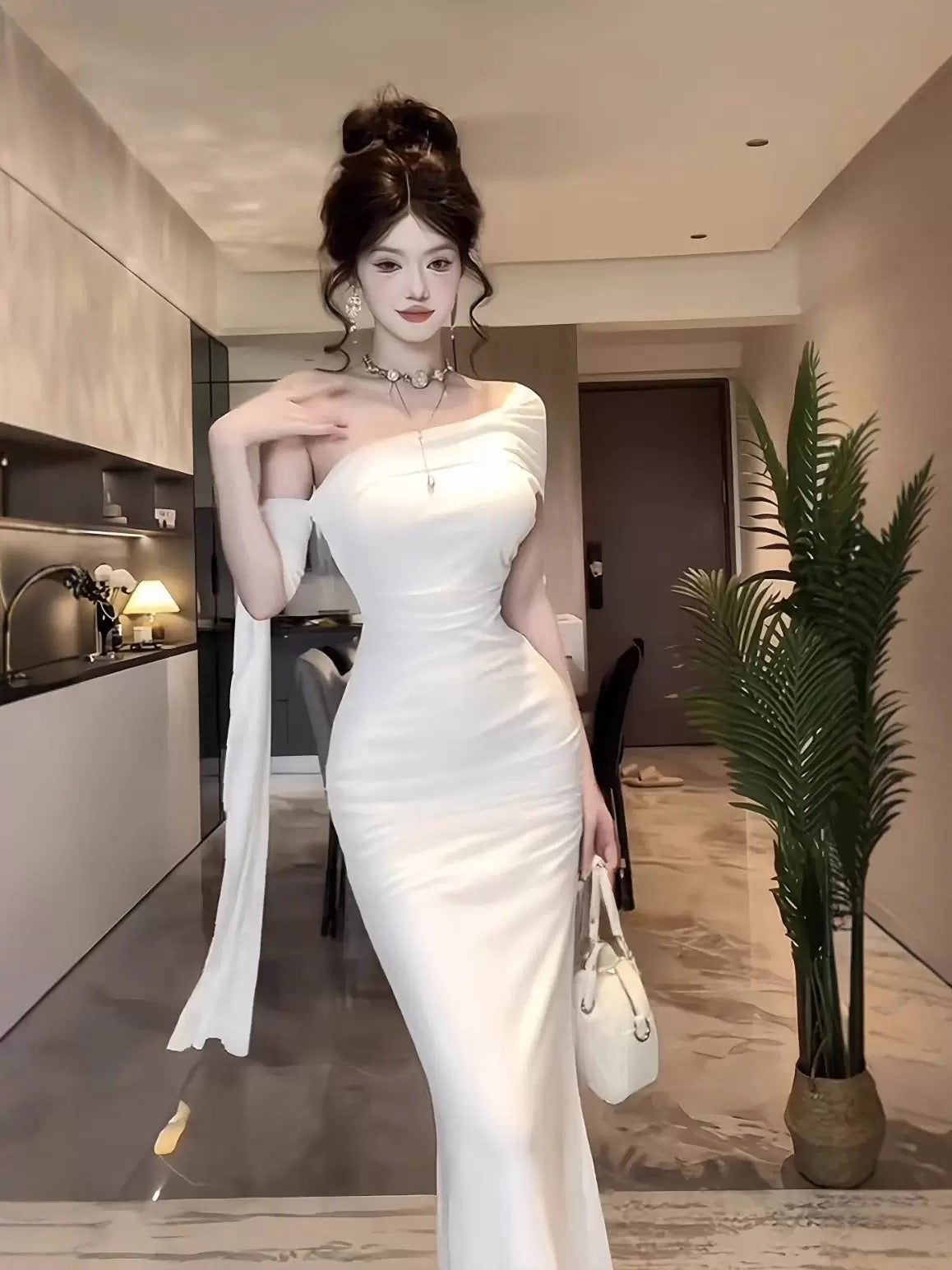 Modest Mermaid Off The Shoulder White With Ruffled Long Cruise Ship Formal Night Evening Dresses 18th Birthday Outfits RB5618