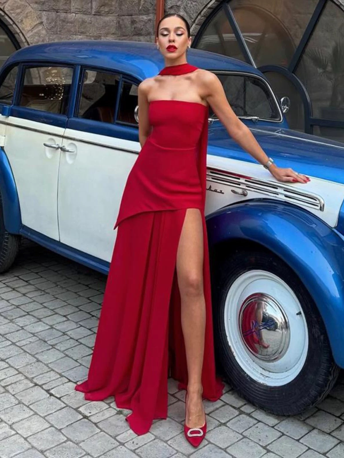 Simple A Line Strapless Black Chiffon With Ruffle Slit Date Floor Length Night 18th Birthday Outfit Formal Prom Dresses RB5492