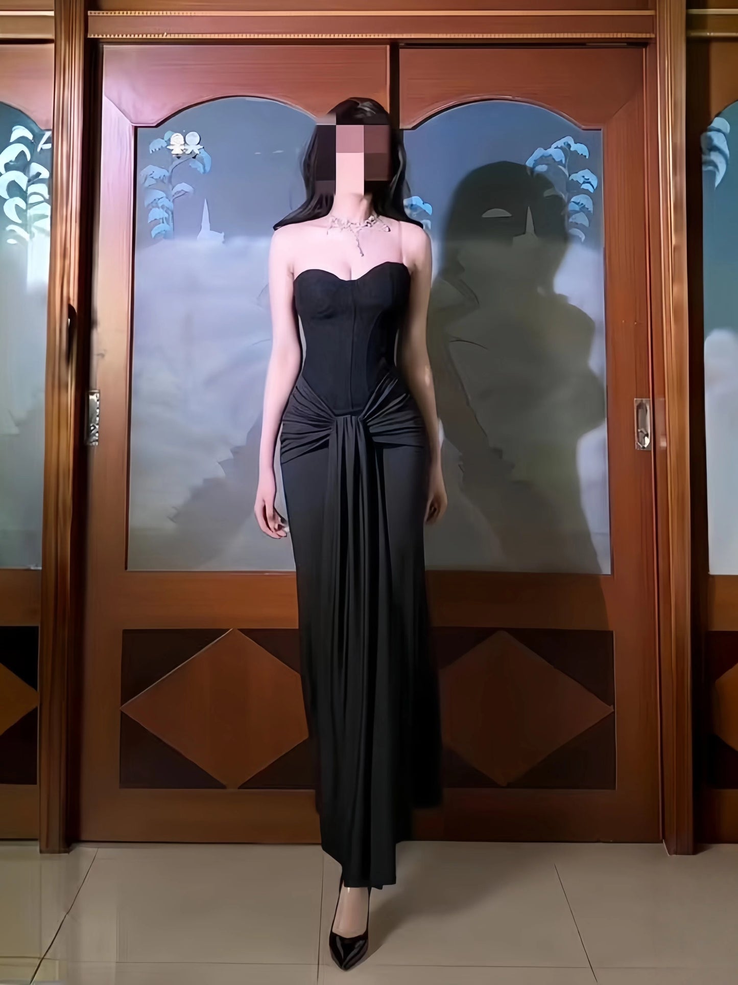 Modest Mermaid Sweetheart Black Satin Beach Holiday Outfits Date Night 19th Birthday Outfit Formal Dresses RB5750