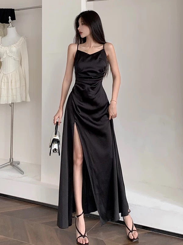 Sexy Mermaid Spaghetti Strap Black Tie Dress Corset Fitted Floor Length Cruise Ship Formal Night Party Dresses 19th Birthday Outfit RB5765