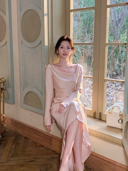Pretty Mermaid Pink Satin Ankle Length Cruise Ship Night Prom Gown Party Dresses 19th Birthday Outfits RB5772