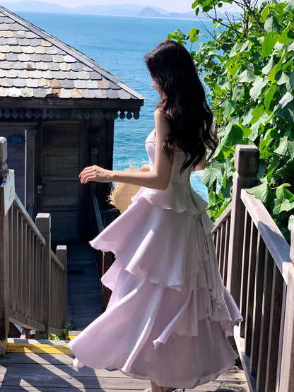 Maximalist Mermaid Spaghetti Strap Lilac Chiffon Cruise Ship Formal Night Evening Dresses 18th Birthday Outfit RB3856