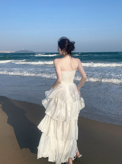 Simple A line Spaghetti Strap White Cruise Ship Formal Night Evening Dresses 20th Birthday Outfit RB3861