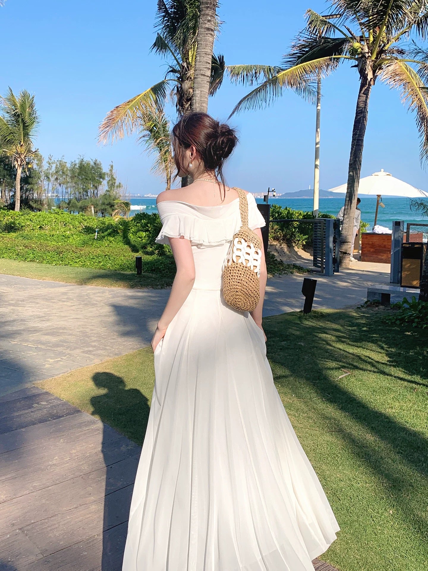 Simple Mermaid Off The Shoulder White Cruise Ship Formal Night Evening Dresses 20th Birthday Outfit RB3864