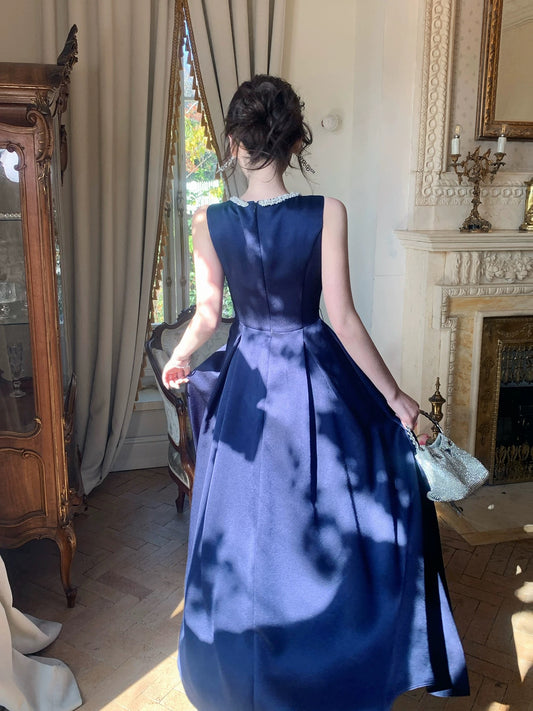 Chic A Line Scoop Royal Blue Wedding Guest Dresses Long Prom Formal Dresses AB1852