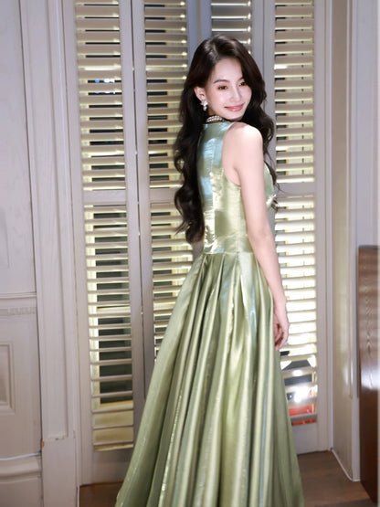 Pretty A line V Neck Sage Green Spring Floral Summer Event Outfits Wedding Guest Dresses RB3880