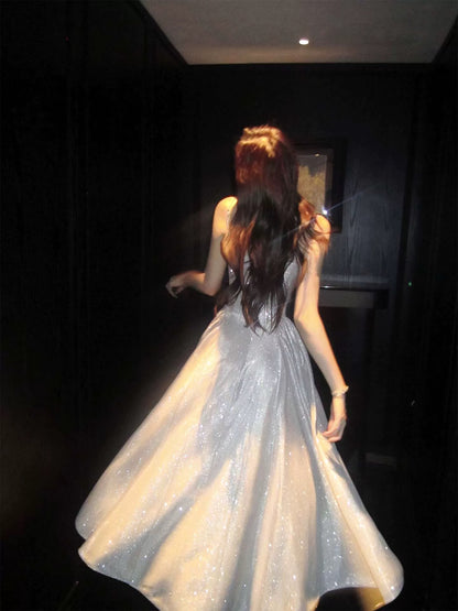 Modest A Line Spaghetti Strap Sequin Cruise Ship Formal Night Evening Dresses 21st Long Birthday Outfit RB3884